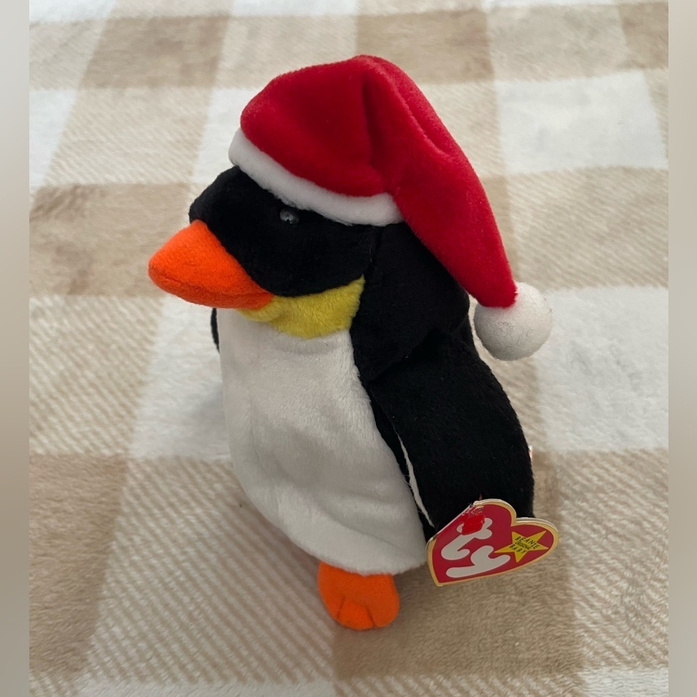 Ty Penguin Plush with Red Santa Hat named Zero 1998